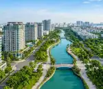 Toàn cảnh khu Kênh Đào Phú Mỹ Hưng với căn hộ ven kênh và công viên cây xanh