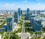 Toàn cảnh Khu Tài Chính Quốc Tế Phú Mỹ Hưng với các tòa nhà văn phòng hiện đại